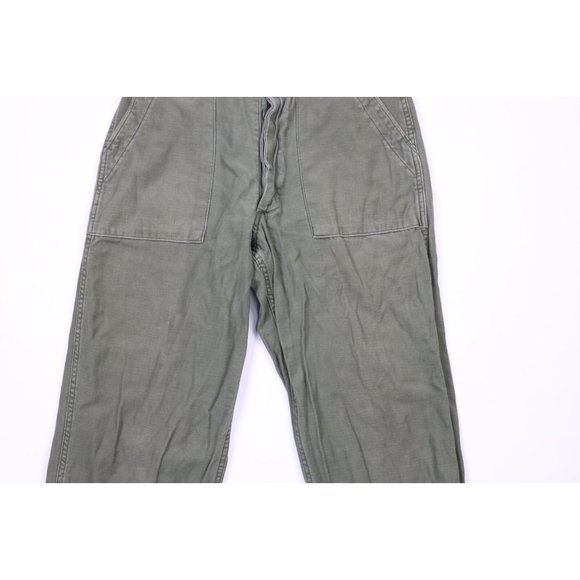 Vintage 60s Vietnam War Mens 29x29 Type 1 OG 107 Cotton Sateen Pants Green USA - Picture 3 of 9
